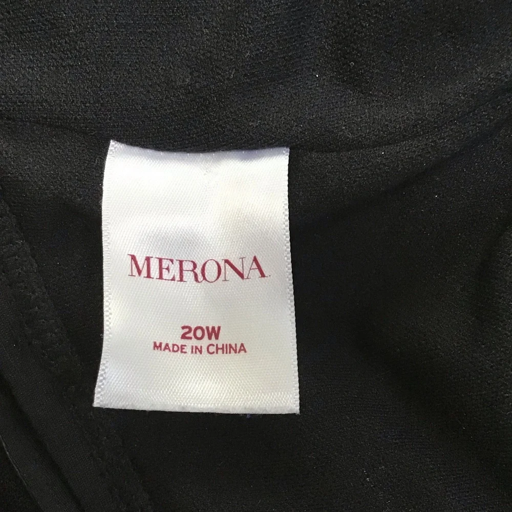 Merona Black One Piece Ruched Skirted Swimsuit 20W‎